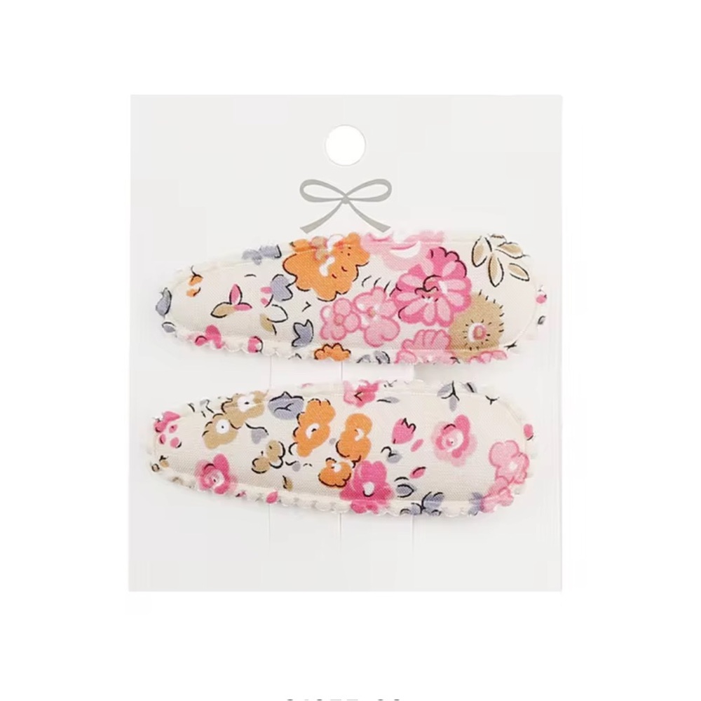 Pink Floral Hair Clips, Two on Card